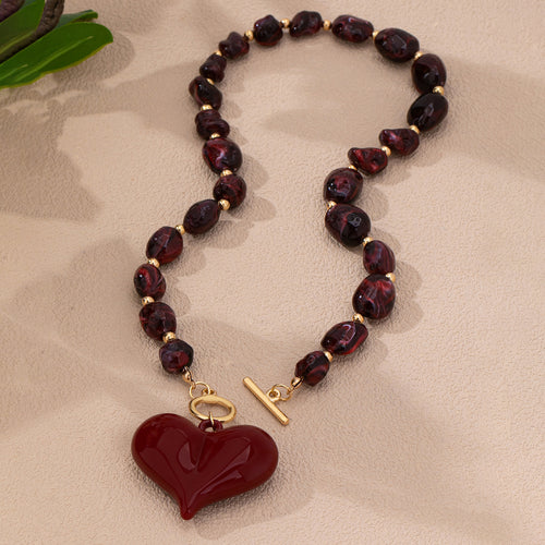 Collar Acrílico Corazón y Multicolor
