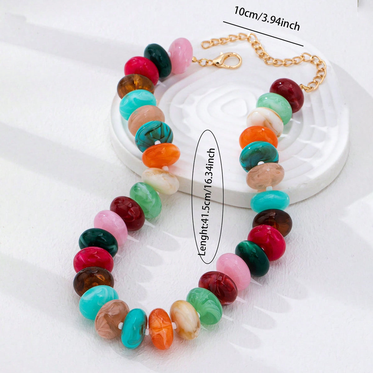 Collar Acrílico Corazón y Multicolor